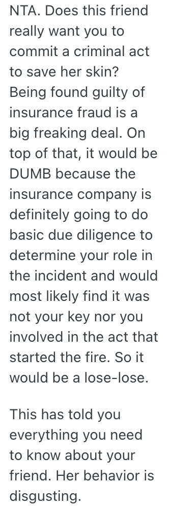 Screenshot 2025 07 15 at 9.28.51 AM Her Friend Asked Her To Make An Insurance Claim About A Fire She Caused, But She Wont Do It